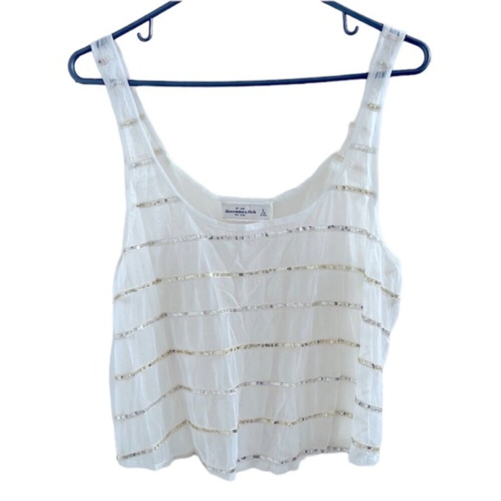 Abercrombie & Fitch Vintage Sheer Mesh/Sequin Tank Top Women’s Size Large